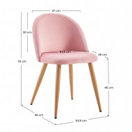 PACK 2 SILLAS COMEDOR RESPALDO BAJO TERCIOPELO ROSA 78*54*46CM THINIA HOME