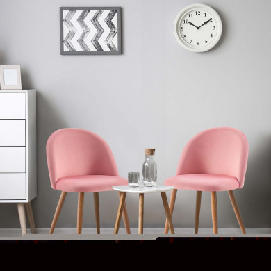 PACK 2 SILLAS COMEDOR RESPALDO BAJO TERCIOPELO ROSA 78*54*46CM THINIA HOME