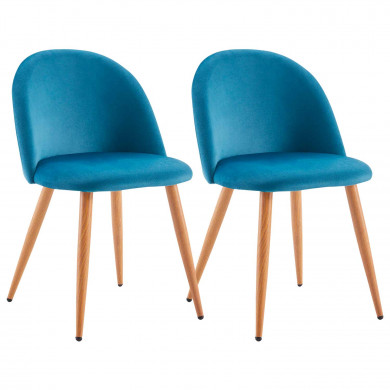 PACK 2 SILLAS COMEDOR RESPALDO BAJO TERCIOPELO AZUL 78*54*46CM THINIA HOME PACK 2 SILLAS COMEDOR RESPALDO BAJO TERCIOPELO AZUL 78*54*46CM THINIA HOME