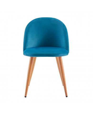PACK 2 SILLAS COMEDOR RESPALDO BAJO TERCIOPELO AZUL 78*54*46CM THINIA HOME