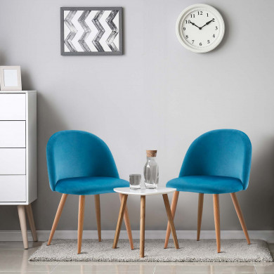 PACK 2 SILLAS COMEDOR RESPALDO BAJO TERCIOPELO AZUL 78*54*46CM THINIA HOME PACK 2 SILLAS COMEDOR RESPALDO BAJO TERCIOPELO AZUL 78*54*46CM THINIA HOME