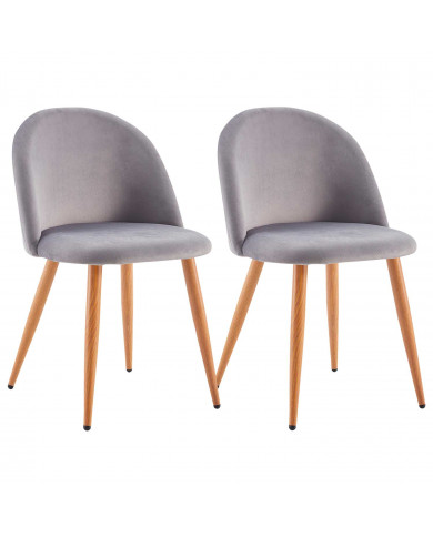 PACK 2 SILLAS COMEDOR RESPALDO BAJO TERCIOPELO GRIS 78*54*46CM THINIA HOME