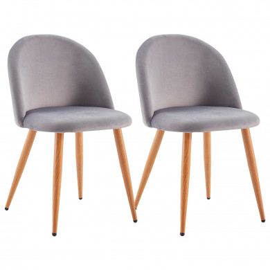 PACK 2 SILLAS COMEDOR RESPALDO BAJO TERCIOPELO GRIS 78*54*46CM THINIA HOME PACK 2 SILLAS COMEDOR RESPALDO BAJO TERCIOPELO GRIS 78*54*46CM THINIA HOME