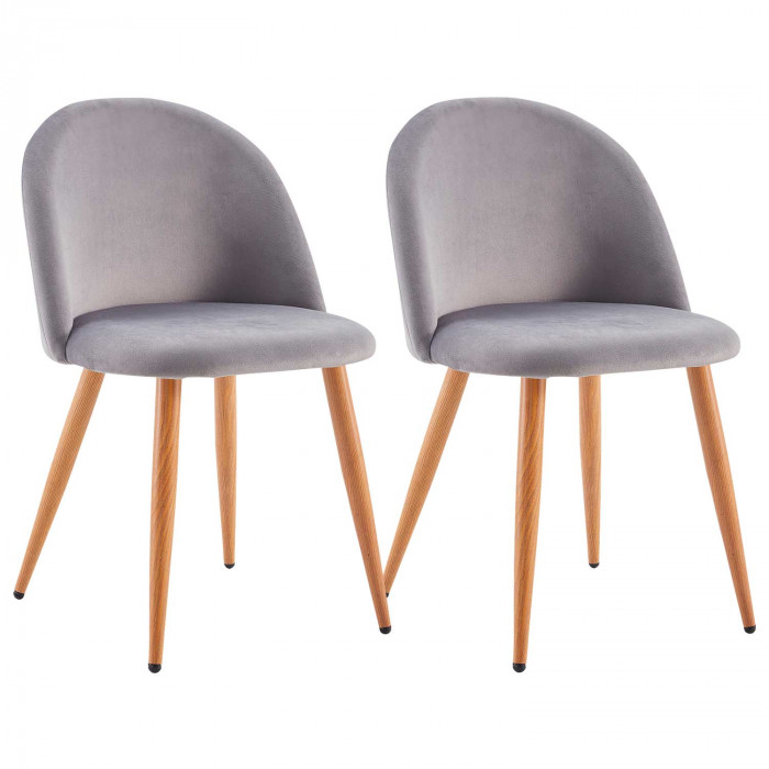 PACK 2 SILLAS COMEDOR RESPALDO BAJO TERCIOPELO GRIS 78*54*46CM THINIA HOME
