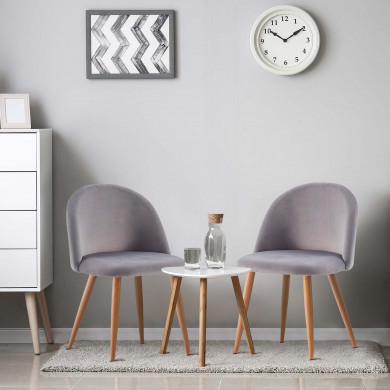 PACK 2 SILLAS COMEDOR RESPALDO BAJO TERCIOPELO GRIS 78*54*46CM THINIA HOME PACK 2 SILLAS COMEDOR RESPALDO BAJO TERCIOPELO GRIS 78*54*46CM THINIA HOME