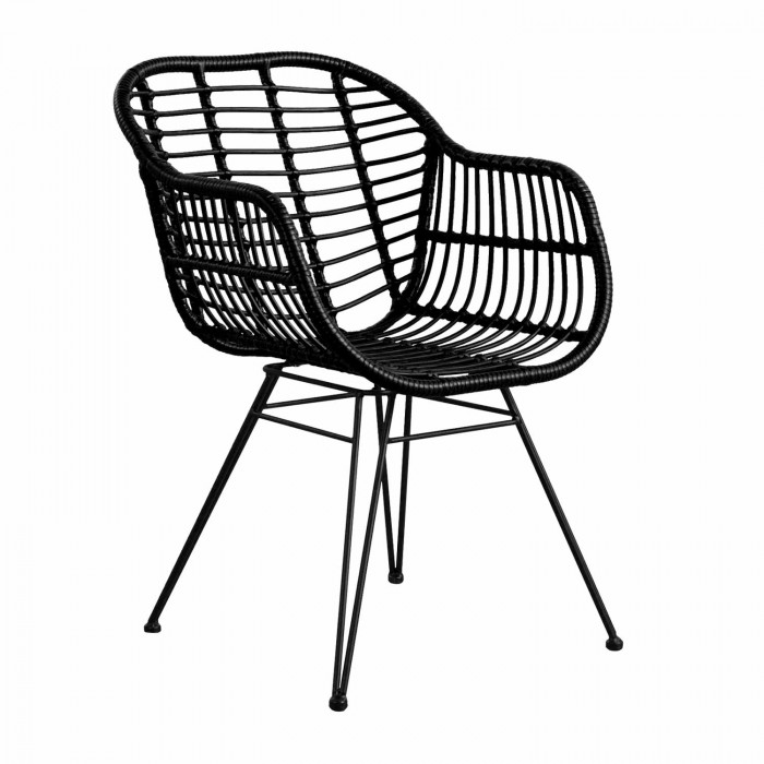SILLA RATTAN KAILUA NEGRA 56X64X81CM THINIA HOME