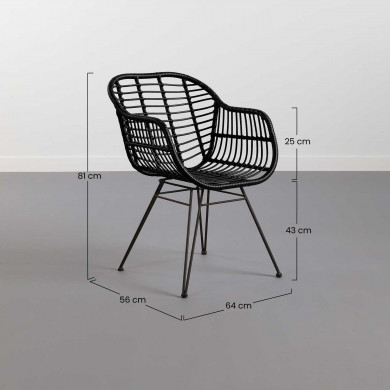 SILLA RATTAN KAILUA NEGRA 56X64X81CM THINIA HOME