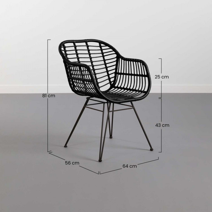 SILLA RATTAN KAILUA NEGRA 56X64X81CM THINIA HOME