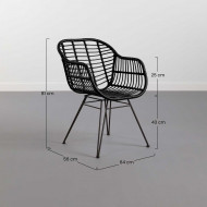 SILLA RATTAN KAILUA NEGRA 56X64X81CM THINIA HOME