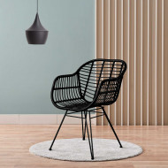 SILLA RATTAN KAILUA NEGRA 56X64X81CM THINIA HOME