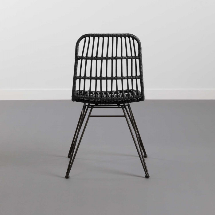 SILLA RATTAN HAWI NEGRA 41.5X56X81CM THINIA HOME