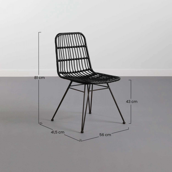 SILLA RATTAN HAWI NEGRA 41.5X56X81CM THINIA HOME