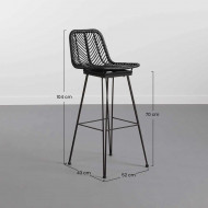 TABURETE RATTAN PAHOA NEGRO 43X52X104CM THINIA HOME