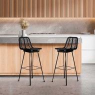 TABURETE RATTAN PAHOA NEGRO 43X52X104CM THINIA HOME