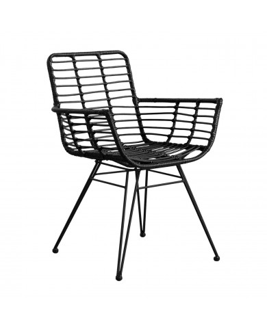 SILLA RATTAN HONOLULU NEGRA CON BRAZOS 60X58X88CM THINIA HOME