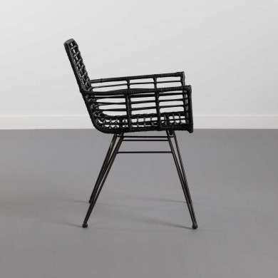 SILLA RATTAN HONOLULU NEGRA CON BRAZOS 60X58X88CM THINIA HOME SILLA RATTAN HONOLULU NEGRA CON BRAZOS 60X58X88CM THINIA HOME
