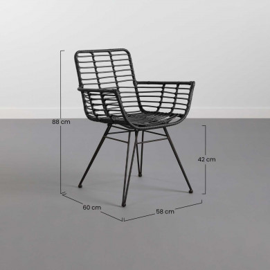 SILLA RATTAN HONOLULU NEGRA CON BRAZOS 60X58X88CM THINIA HOME SILLA RATTAN HONOLULU NEGRA CON BRAZOS 60X58X88CM THINIA HOME
