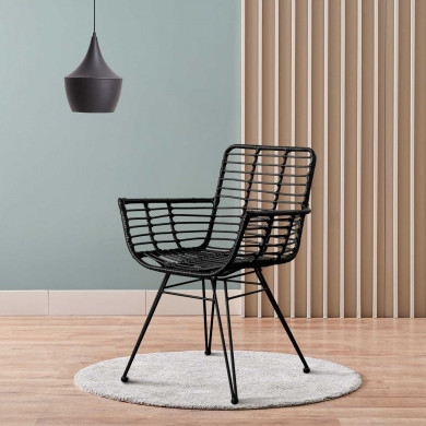 SILLA RATTAN HONOLULU NEGRA CON BRAZOS 60X58X88CM THINIA HOME SILLA RATTAN HONOLULU NEGRA CON BRAZOS 60X58X88CM THINIA HOME