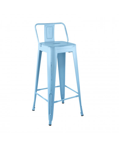 TABURETE METÁLICO STRONG VINTAGE CON RESPALDO AZUL 43X43X94CM THINIA HOME