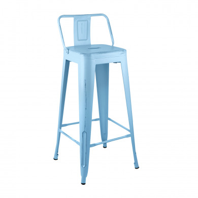 TABURETE METÁLICO STRONG VINTAGE CON RESPALDO AZUL 43X43X94CM THINIA HOME