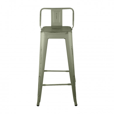 TABURETE METÁLICO STRONG VINTAGE CON RESPALDO VERDE 43X43X94CM THINIA HOME