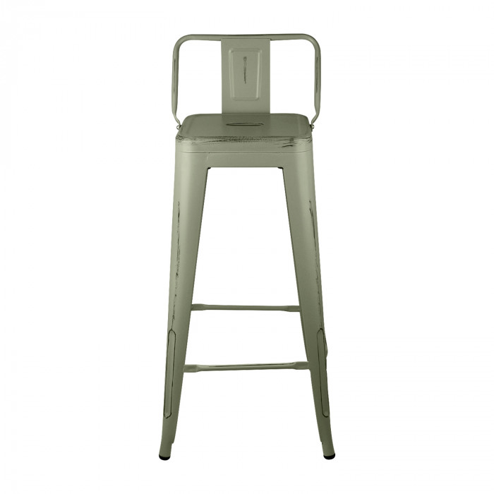 TABURETE METÁLICO STRONG VINTAGE CON RESPALDO VERDE 43X43X94CM THINIA HOME