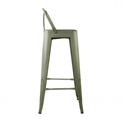 TABURETE METÁLICO STRONG VINTAGE CON RESPALDO VERDE 43X43X94CM THINIA HOME