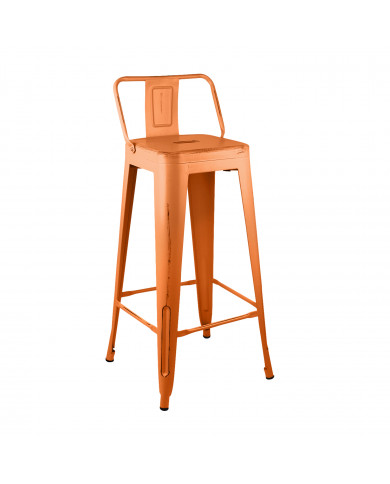 TABURETE METÁLICO STRONG VINTAGE CON RESPALDO NARANJA 43X43X94CM THINIA HOME
