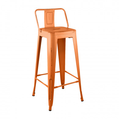 TABURETE METÁLICO STRONG VINTAGE CON RESPALDO NARANJA 43X43X94CM THINIA HOME