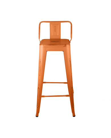 TABURETE METÁLICO STRONG VINTAGE CON RESPALDO NARANJA 43X43X94CM THINIA HOME