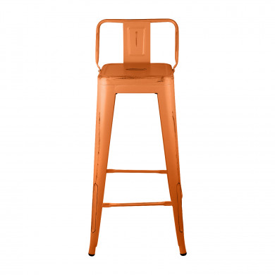 TABURETE METÁLICO STRONG VINTAGE CON RESPALDO NARANJA 43X43X94CM THINIA HOME
