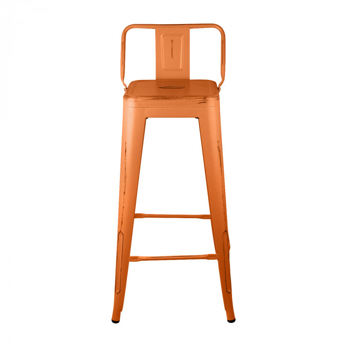 TABURETE METÁLICO STRONG VINTAGE CON RESPALDO NARANJA 43X43X94CM THINIA HOME