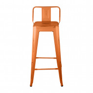 TABURETE METÁLICO STRONG VINTAGE CON RESPALDO NARANJA 43X43X94CM THINIA HOME