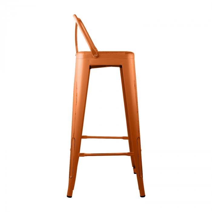 TABURETE METÁLICO STRONG VINTAGE CON RESPALDO NARANJA 43X43X94CM THINIA HOME