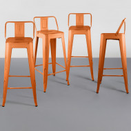 TABURETE METÁLICO STRONG VINTAGE CON RESPALDO NARANJA 43X43X94CM THINIA HOME