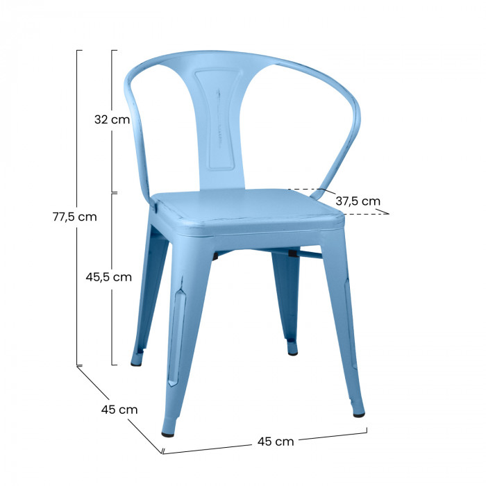 SILLA METÁLICA STRONG VINTAGE AZUL 49X50X74CM THINIA HOME