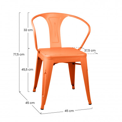 SILLA METÁLICA STRONG VINTAGE NARANJA 49X50X74CM THINIA HOME