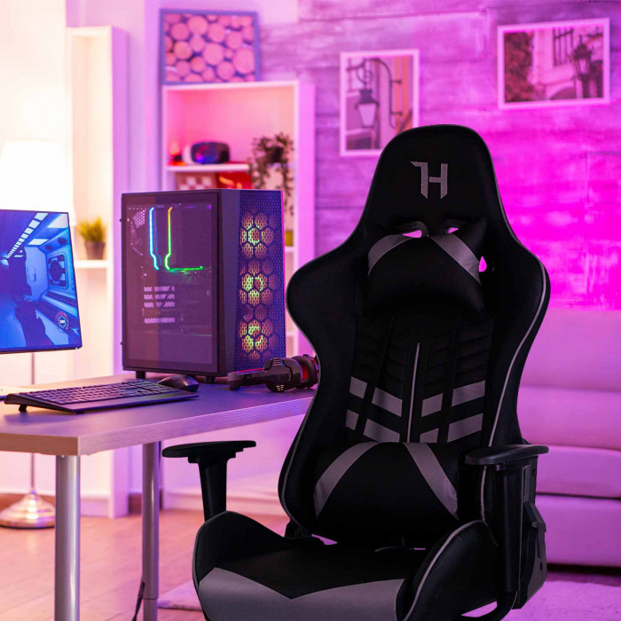 SILLA GAMING NEGRA/GRIS 68X50X125-135CM 7HOUSE