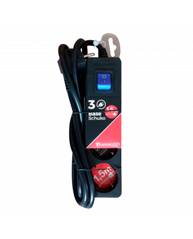 BASE 3 TOMAS C/INT 3X1,5mm 1,5M NEGRA 7hSevenOn CL.1