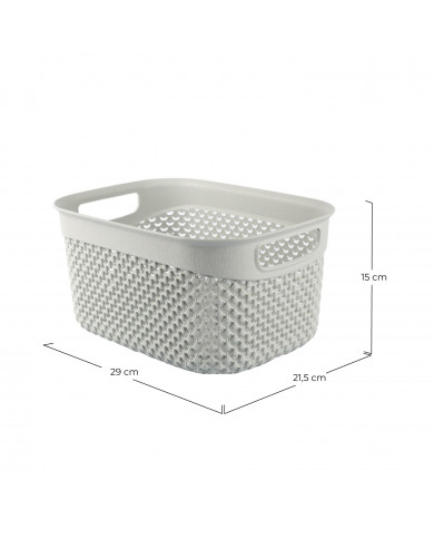 CESTA RESINA RECTANGULAR GRIS (29x21,5x15cm) 6,6L 7HOUSE