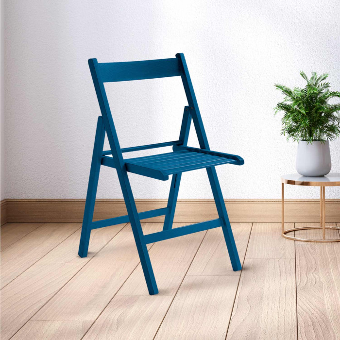 SILLA PLEGABLE HAYA BARNIZADA AZUL THINIA HOME