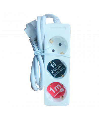 BASE 3 TOMAS 3x1,5mm 1M BLANCA 7hSevenOn RT.2