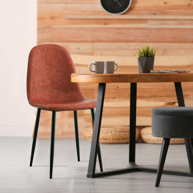 SILLAS PIEL PU MARRÓN 52X44X87CM 7H SEVEN HOUSE