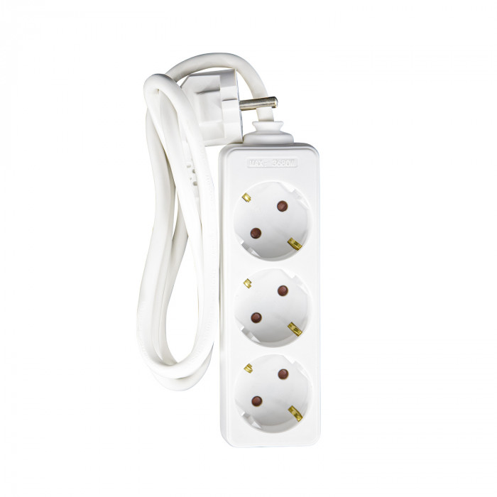 BASE 3 TOMAS 3x1,5mm 1M BLANCA 7hSevenOn RT.2