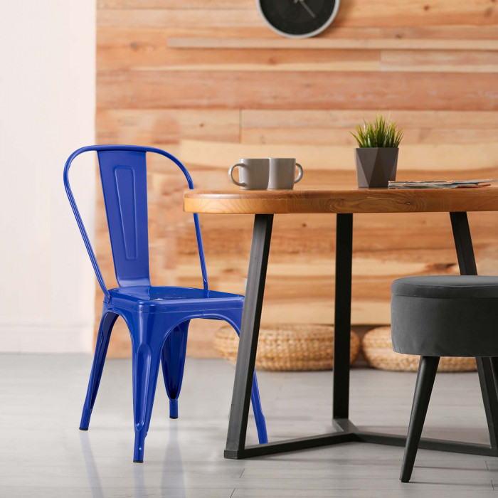 SILLA METÁLICA STRONG AZUL 44X52.5X85CM 7H SEVEN HOUSE