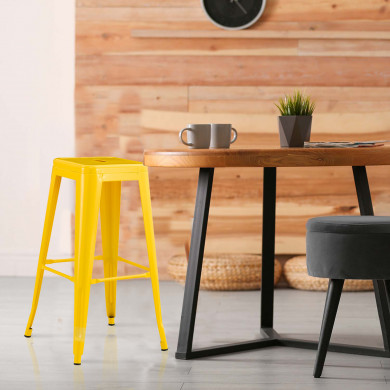 TABURETE METÁLICO STRONG AMARILLO 42X42X76CM 7H SEVEN HOUSE
