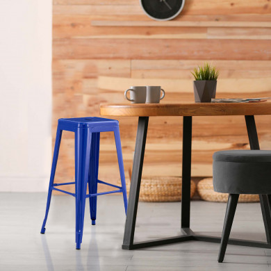 TABURETE METÁLICO STRONG AZUL 42X42X76CM 7H SEVEN HOUSE