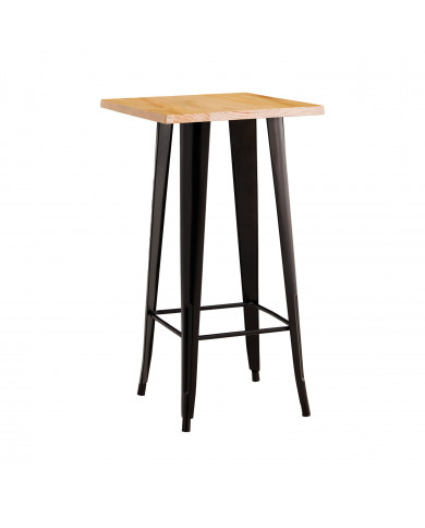 MESA ALTA METÁLICA/MADERA STRONG NEGRA 60X60X105CM 7H SEVEN HOUSE