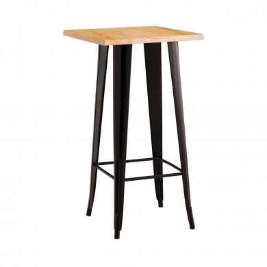 MESA ALTA METÁLICA/MADERA STRONG NEGRA 60X60X105CM 7H SEVEN HOUSE