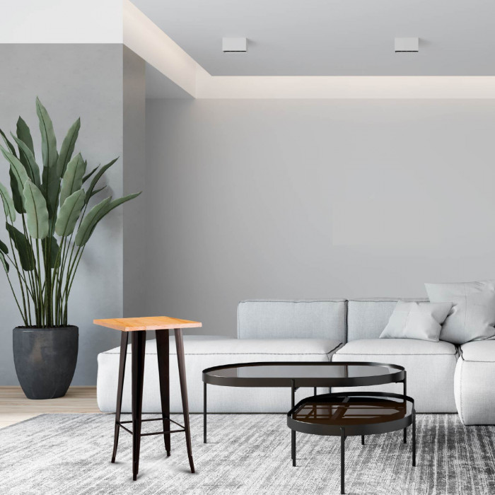 MESA ALTA METÁLICA/MADERA STRONG NEGRA 60X60X105CM 7H SEVEN HOUSE